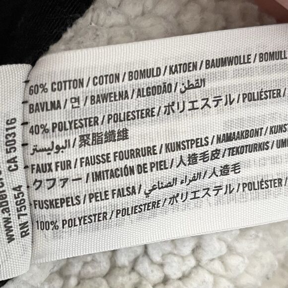 Hollister Hooded Zip Up Faux Fur Coat Size M Toggle Fair Isle Shearling Black - Picture 10 of 13